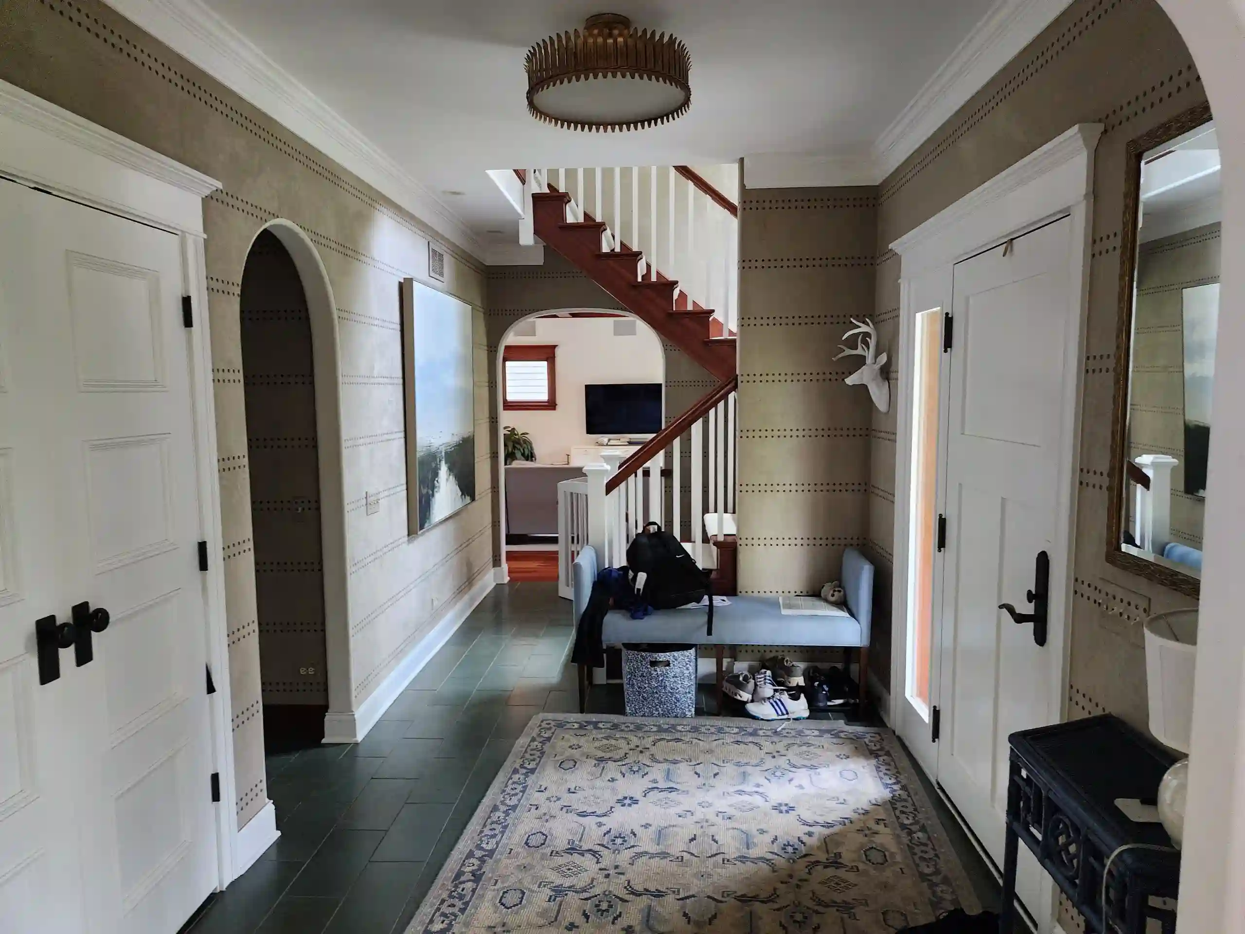 Dining room wallpaper installation in Philadelphia home