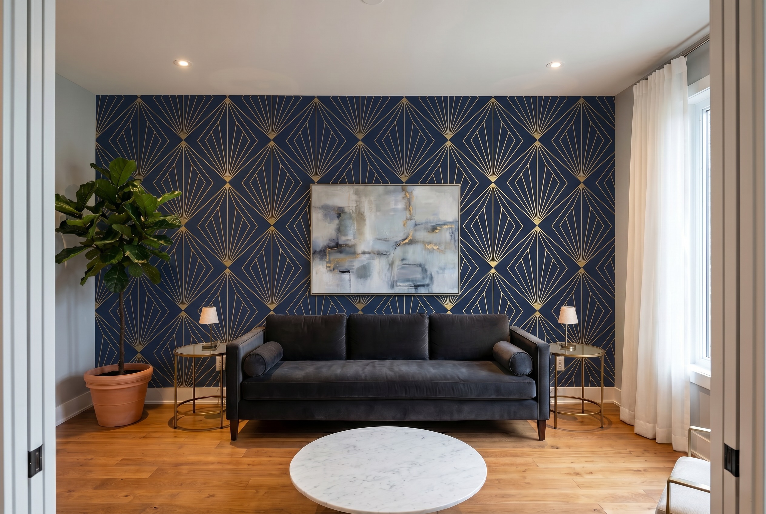 After wallpaper installation - botanical wallpaper